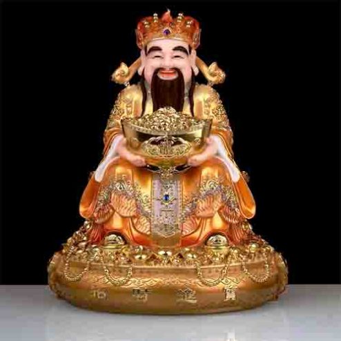 Tượng Thần Tài Thần Tiền Đá Cao Cấp Nhập Khẩu Vàng T028