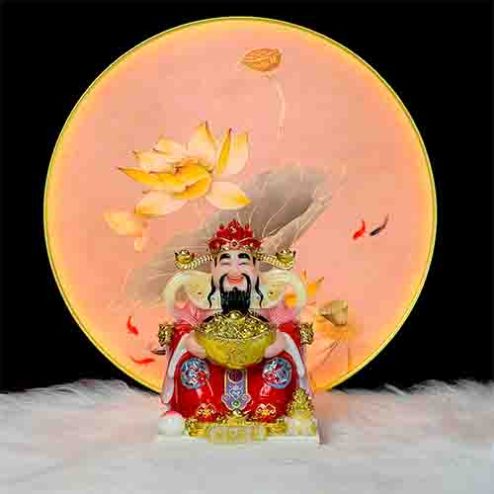 Tượng Thần Tài Thần Tiền Đá Đỏ Phú Quý T001