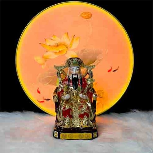 Tượng Thần Tài Thần Tiền Sứ Kim Đỏ Nhập Khẩu T030