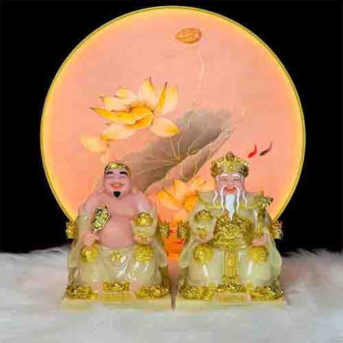 Tượng Thần Tài Thổ Địa Bộ 2 Ông Đá Thạch Anh Nhập Khẩu T005