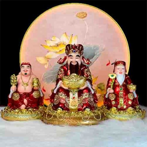 Tượng Thần Tài Thổ Địa Cao Cấp Nhập Khẩu Đỏ Bộ 3 Ông T073