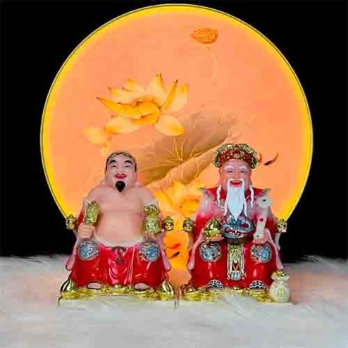 Tượng Thần Tài Thổ Địa Đá Đỏ Nhập Khẩu Bộ 2 Ông T047
