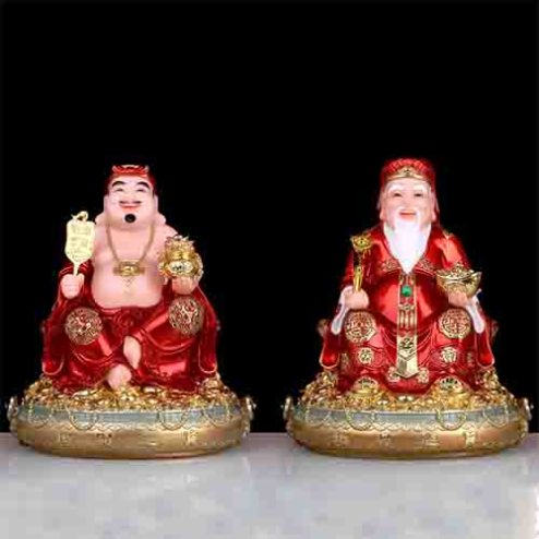 Tượng Thần Tài Thổ Địa Đá Nhập Khẩu Cao Cấp 2 Ông Đỏ T025