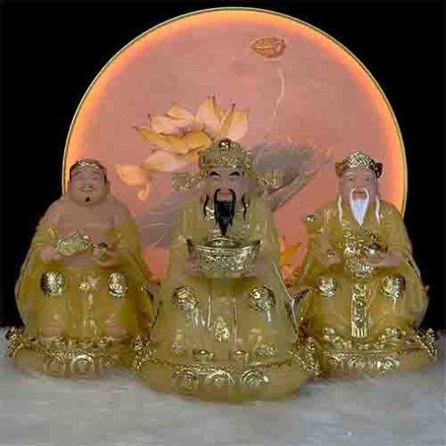 Tượng Thần Tài Thổ Địa Đá Thạch Anh Cao Cấp Bộ 3 Ông T061