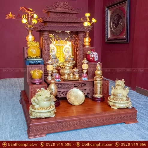 Bàn Thần Tài Thổ Địa 3 Mái Gỗ Hương Đồ Thờ Hợp Kim TT1836 29 ban than tai tho dia 3 mai go huong do tho hop kim tt898 3