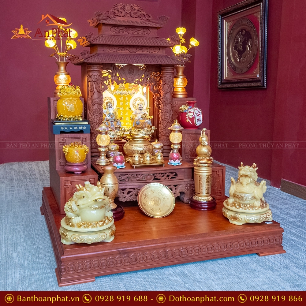 Bàn Thần Tài Thổ Địa 3 Mái Gỗ Hương Đồ Thờ Hợp Kim TT1836 2 ban than tai tho dia 3 mai go huong do tho hop kim tt898 3