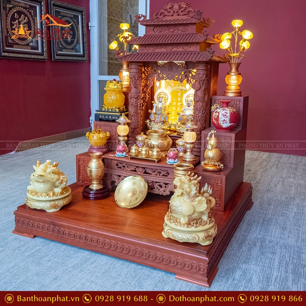 Bàn Thần Tài Thổ Địa 3 Mái Gỗ Hương Đồ Thờ Hợp Kim TT1836 3 ban than tai tho dia 3 mai go huong do tho hop kim tt898 4