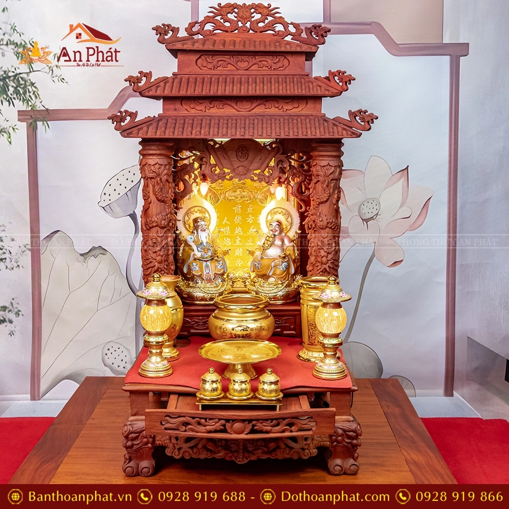 Bàn Thần Tài Thổ Địa Gỗ Hương 3 Mái Đồ Thờ Hợp Kim TT1834 1 ban than tai tho dia go huong 3 mai do tho hop kim tt896 2