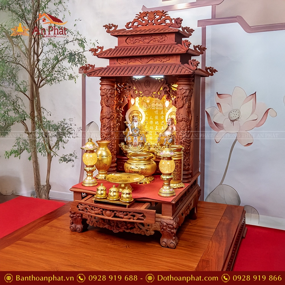 Bàn Thần Tài Thổ Địa Gỗ Hương 3 Mái Đồ Thờ Hợp Kim TT1834 3 ban than tai tho dia go huong 3 mai do tho hop kim tt896 4