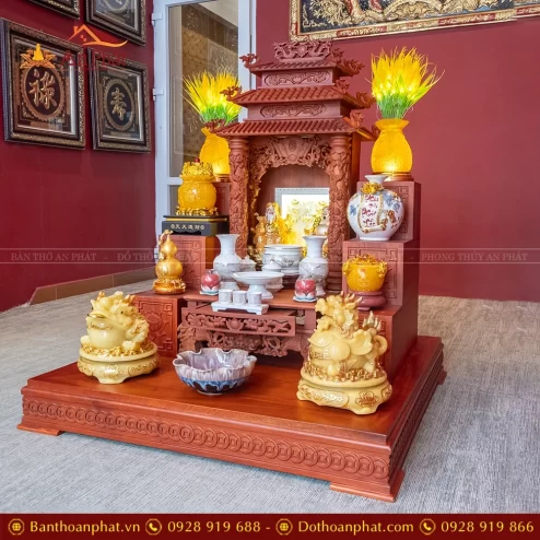 Bàn Thờ Thần Tài Thổ Địa Gỗ Hương Đủ Đồ Thờ TT1840 23 ban tho than tai tho dia go huong du do tho tt902 4