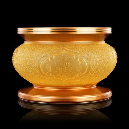 Bát Hương Chiêu Tài Tường Vân Lưu Ly Bọc Đồng(30cm) DT328