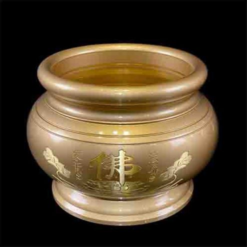 Bát Hương Đồng Hoa Sen Vàng Chữ Phật DT215