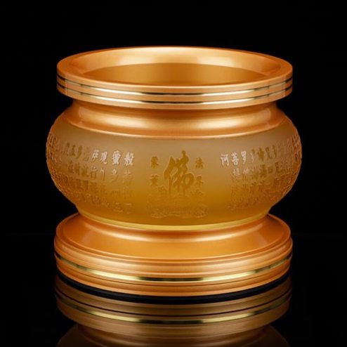 Bát Hương Lưu Ly Tâm Kinh Hoa Sen Chữ Phật Nổi DT304
