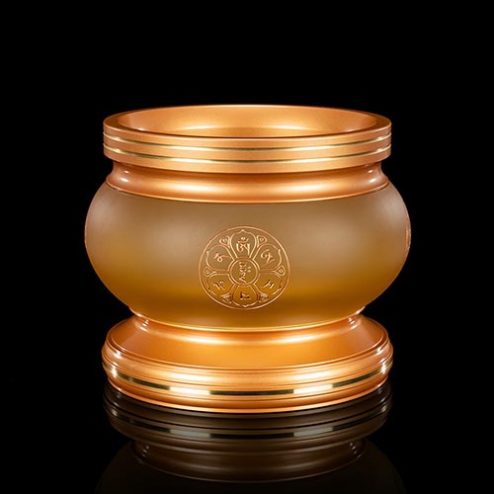 Bát Hương Lưu Ly Viền Tròn Đế Đồng Cao Cấp DT327