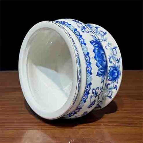 Bát Hương Sứ Sen Trắng Xanh DT221