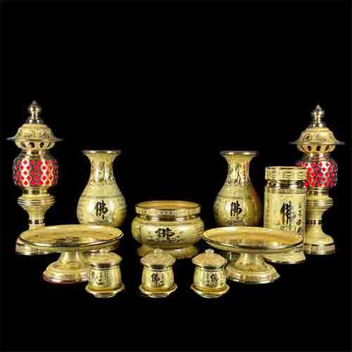 Bộ Đồ Thờ Đồng HC Tâm Kinh Vàng BDT010