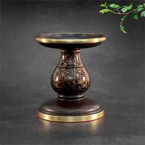 Chân Nến Đồng Vân Đá Nâu Đen DT278