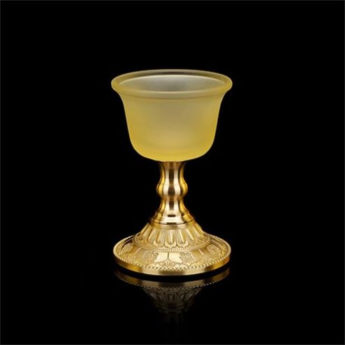 Chén Nước Lưu Ly Chân Đồng 8 Cát Tường (Cao 9,2cm) DT343