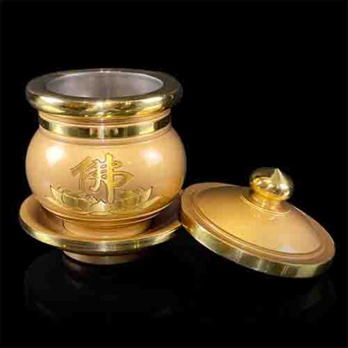 Chóe Thờ Đồng Hoa Sen Vàng Chữ Phật DT217