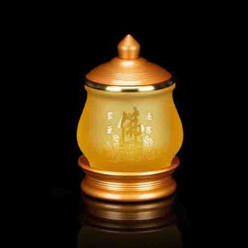 Choé Thờ Lưu Ly Hoa Sen Chữ Phật Miệng Đồng DT307