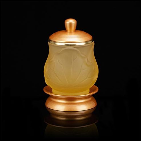Choé Thờ Lưu Ly Lá Sen Nổi Vàng Cao Cấp DT347