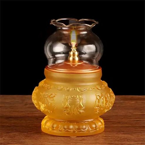 Đèn Dầu Lưu Ly 8 Cát Tường Nổi Cao Cấp DT353