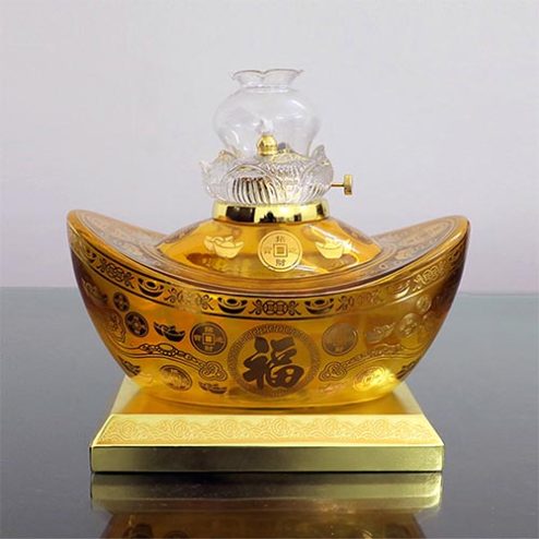 Đèn Thờ Dầu Đính Bảo Thuỷ Tinh Vàng DT352
