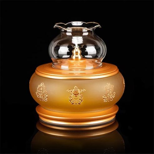 Đèn Thờ Dầu Lưu Ly 8 Cát Tường Khắc Chìm DT354