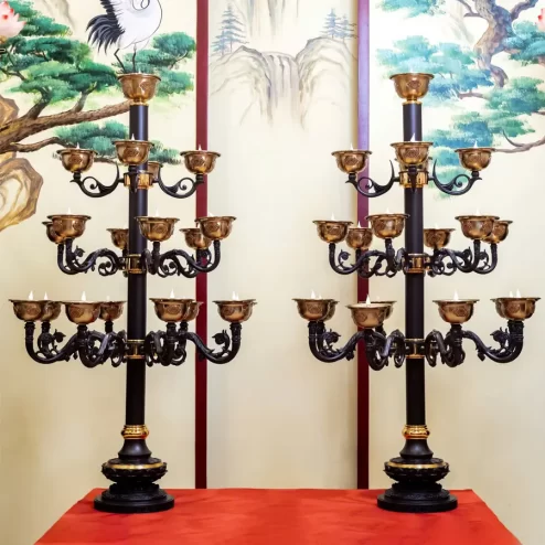 Đèn thờ điện 19 ngọn nến thân đồng DTD1323