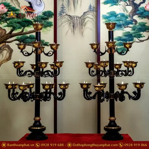 Đèn thờ điện 19 ngọn nến thân đồng DTD1323 An Phát