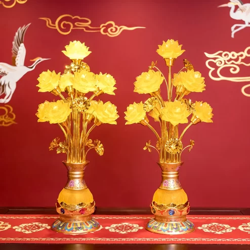 Đèn thờ điện hoa sen lưu ly nhiều bông DTD1345 An Phát