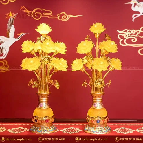 Đèn thờ điện hoa sen lưu ly nhiều bông DTD1345 An Phát