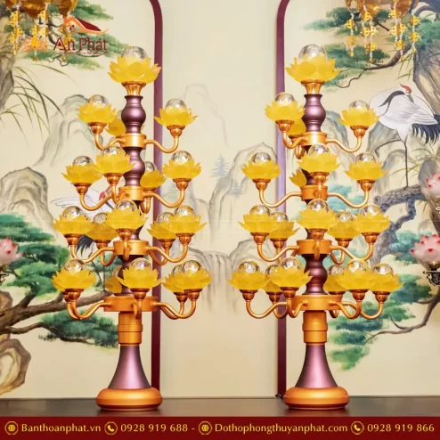 Đèn thờ điện lưu ly 19 bông hoa sen cao cấp DTD1324 An Phát