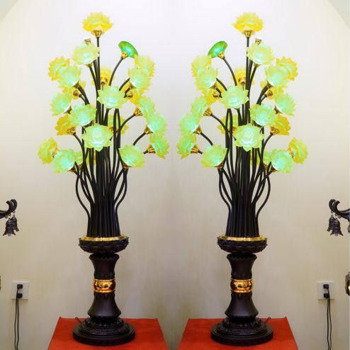 Đèn thờ điện lưu ly 28 bông thân đồng DTD1316