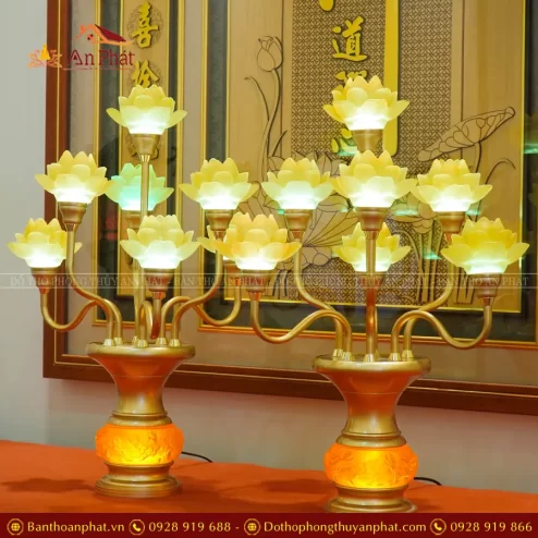 Đèn thờ điện lưu ly 9 bông bầu dẹt DTD1310 An Phát