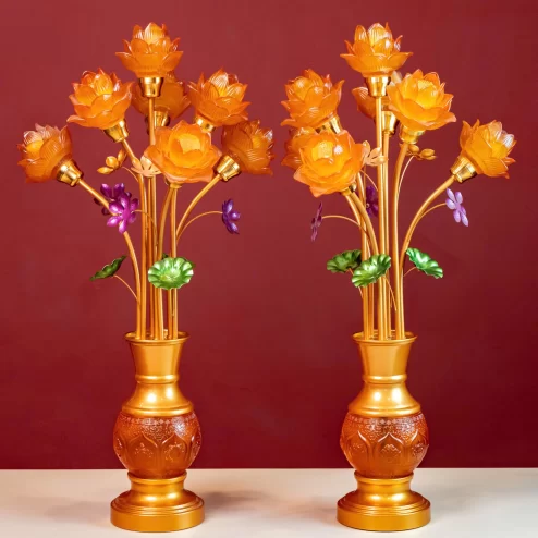 Đèn thờ điện lưu ly cành thẳng bầu tròn DTD1364 An Phát