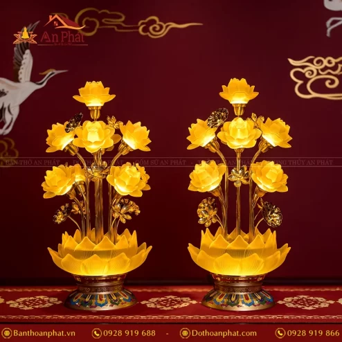 Đèn thờ điện lưu ly hoa sen 7 bông DTD1344 An Phát