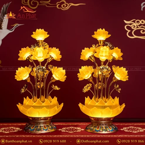 Đèn thờ điện lưu ly hoa sen 9 bông DTD1344 An Phát