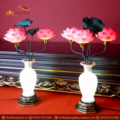 Đèn thờ điện lưu ly lục bình hoa sen DTD1364 An Phát