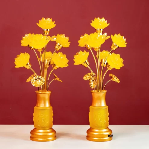Đèn thờ điện lưu ly nhiều bông đẹp DTD1341