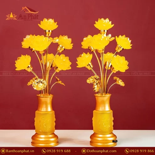 Đèn thờ điện lưu ly nhiều bông đẹp DTD1341