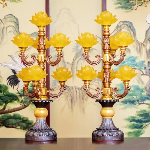 Đèn thờ điện Lưu Ly nhiều bông thân đồng DTD1330 An Phát