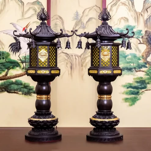 Đèn thờ điện mái chùa họa tiết lá bồ đề DTD1319 An Phát