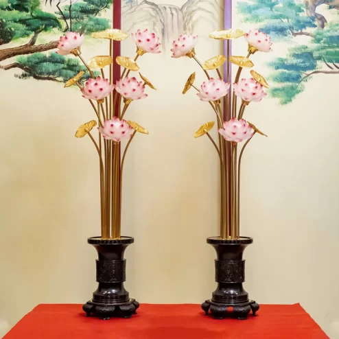 Đèn thờ điện nhiều bông hoa sen hồng DTD1334 An Phát