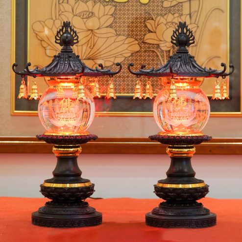 Đèn thờ điện pha lê chữ Phật mái chùa DTD1314 An Phát