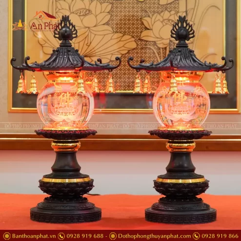 Đèn thờ điện pha lê chữ Phật mái chùa DTD1314 An Phát