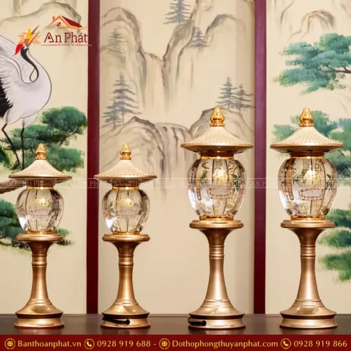 Đèn thờ điện pha lê oval thân hợp kim DTD1303 An Phát