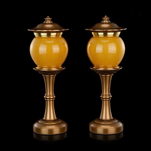 Đèn Thờ Ngọc Viền Đồng Thạch Anh DTD1357