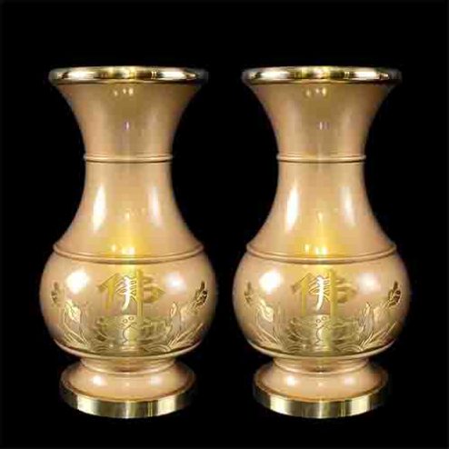Lọ Hoa Đồng Hoa Sen Vàng Chữ Phật DT216