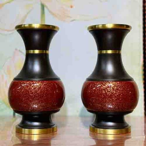 Lọ Hoa Đồng Vân Đá Đỏ DT270